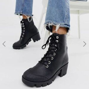 ASOS DESIGN Ripple chunky lace up boots in black